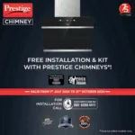 Prestige Zara 600 Auto-clean Glass Kitchen Hood with Revolutionary Motion sensor, 1100m3/HR Suction - Image 2