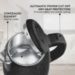 Prestige PKCT 1.5 Litre Electric Kettle with Designer Cool Touch Exterior| Stainless Steel Inner Body| Dry Heat Protection|Black - Image 4