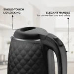 Prestige PKCT 1.5 Litre Electric Kettle with Designer Cool Touch Exterior| Stainless Steel Inner Body| Dry Heat Protection|Black - Image 3