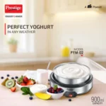Prestige PYM 02 Electric Yoghurt Maker with Storage Lid| Stainless Steel Inner Pot| Low Energy Consumption| 360 Degree Uniform Heating - Image 2