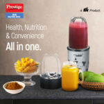 Prestige 350 Watts Iris Nutri-Mix Mixer Grinder with 2 Multipurpose Jars|Compact Design|Dual Safety Inter-Lock System|Extra Lids for Storage|Back & Grey - Image 2