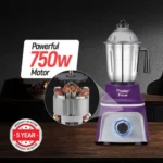Prestige 750 Watts Prism Mixer Grinder with 4 Jars (3 Stainless Steel Jars + 1 Juicer Jar)| LED Power Indicator|Flow Breaker Design|Juicer Extractor Jar| Purple and White - Image 5