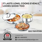 Prestige Tri-Ply Stainless Steel 3 Piece BYK Cookware Set| Fry Pan 24cm (1.7L), Kadai 24cm (2.7L) with SS Lid, Sauce Pan 16cm (1.5L)| Even Heat Distribution| Gas and Induction Compatible - Image 8