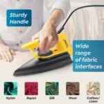 Prestige Magic Magnite 750W Dry Iron|Greblon Non-Stick Coated Sole Plate|Wide Range Of Fabric Interface|Light Weight|Neon Indicator Light|2 Years Warranty|Yellow & Black - Image 5