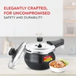 Prestige Deluxe Duo Plus Hard Anodised Gas and Induction Compatible Pressure Handi with Glass Lid, (Black) - Image 2