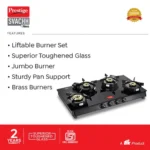 Prestige Svachh Neo Toughened Glasstop Liftable Burners Gas Stove (Black) - Image 3