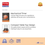 Prestige Vertical Wet Grinder with Stainless Steel Drum 200 W (Black & Orange) - Image 4