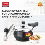 Prestige Deluxe Duo Plus Hard Anodised Pressure Cooker with 1 Glass Lid and 1 Stainless Steel Lid, (Black) - Image 5