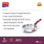 Prestige Platina Popular Stainless Steel Unique Impact Forged Bottom Fry Pan (Silver) - Image 3