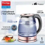 Prestige PKGB 1.8 Litre Electric Glass Kettle| LED Power Indicator| Borosilicate Glass| Automatic Power Cut-Off| Concealed Element| 360 Degree Swivel| Cool Touch Handle - Image 2