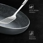 Prestige Omega Deluxe Granite 3 Piece non-stick BYK cookware set (Aluminum)|Contains Fry Pan (24cm), Omni Tawa(28cm), Kadai with lid(24cm)|Black - Image 3