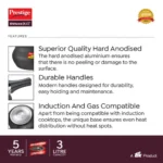 Prestige Deluxe Duo Plus Hard Anodised Pressure Cooker with 1 Glass Lid and 1 Stainless Steel Lid, (Black) - Image 4
