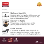 Prestige Deluxe Duo Plus Hard Anodised Pressure Cooker with 1 Glass Lid and 1 Stainless Steel Lid, (Black) - Image 3