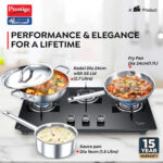 Prestige Tri-Ply Stainless Steel 3 Piece BYK Cookware Set| Fry Pan 24cm (1.7L), Kadai 24cm (2.7L) with SS Lid, Sauce Pan 16cm (1.5L)| Even Heat Distribution| Gas and Induction Compatible - Image 2