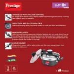 Prestige Clip-on Mini Svachh Hard Anodised Pressure Cooker with Glass Lid, (Black and Silver) - Image 4