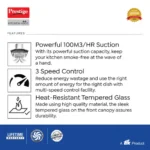 Prestige Oscar 600 KitchenHood - Baffle Filter - Powerful Suction - 1000m3/hr - Image 4