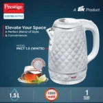 Prestige PKCT 1.5 Litre Electric Kettle with Designer Cool Touch Exterior| Stainless Steel Inner Body| Dry Heat Protection|White - Image 2