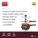 Prestige Deluxe Duo Plus Hard Anodised Pressure Cooker with 1 Glass Lid and 1 Stainless Steel Lid, (Black) - Image 2