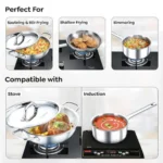 Prestige Tri-Ply Stainless Steel 3 Piece BYK Cookware Set| Fry Pan 24cm (1.7L), Kadai 24cm (2.7L) with SS Lid, Sauce Pan 16cm (1.5L)| Even Heat Distribution| Gas and Induction Compatible - Image 5