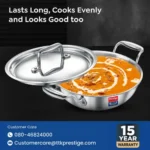 Prestige Tri Ply Splendid Kadai With SS Lid - Image 7