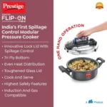 Prestige Svachh Flip-on Mini Hard Anodised Spillage Control Pressure Cooker with Glass Lid, (Black) - Image 3