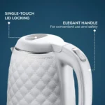 Prestige PKCT 1.5 Litre Electric Kettle with Designer Cool Touch Exterior| Stainless Steel Inner Body| Dry Heat Protection|White - Image 3