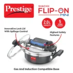 Prestige Svachh Flip-on Mini Hard Anodised Spillage Control Pressure Cooker with Glass Lid, (Black) - Image 2