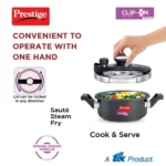 Prestige Clip-on Mini Svachh Hard Anodised Pressure Cooker with Glass Lid, (Black and Silver) - Image 6