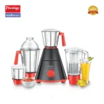 Prestige 750 Watts Nakshatra Super Mixer Grinder with 4 Jars (3 Stainless Steel Jars + 1 Juicer Jar)| Sturdy Handles| Juicer Jar with Sieve|Red and Black