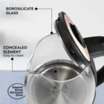 Prestige PKGB 1.8 Litre Electric Glass Kettle| LED Power Indicator| Borosilicate Glass| Automatic Power Cut-Off| Concealed Element| 360 Degree Swivel| Cool Touch Handle - Image 5