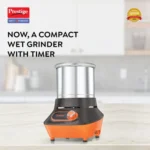 Prestige Vertical Wet Grinder with Stainless Steel Drum 200 W (Black & Orange) - Image 2